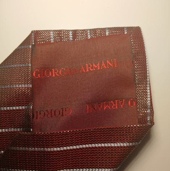 Giorgio Armani Red and Gray Striped Tie - Picture 5 of 6